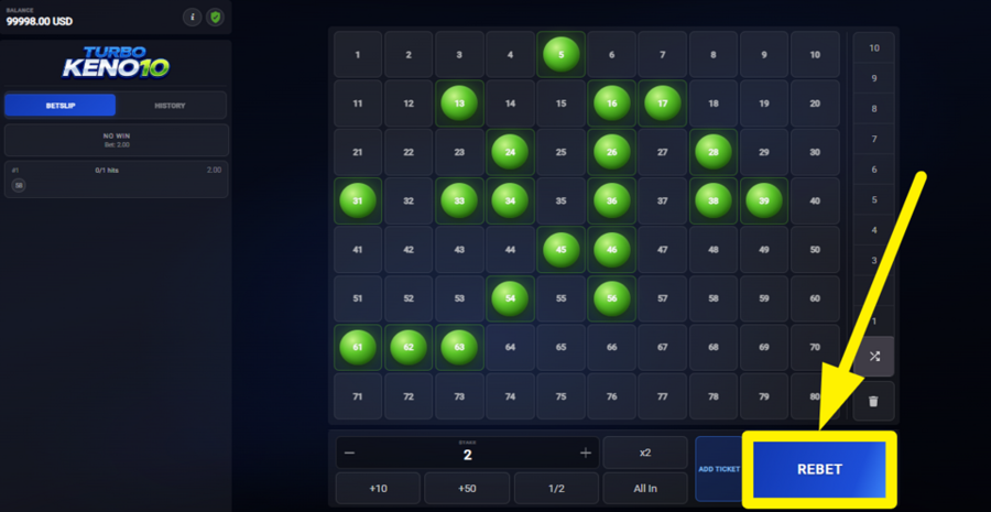 Turbo Keno 10 Rebet
