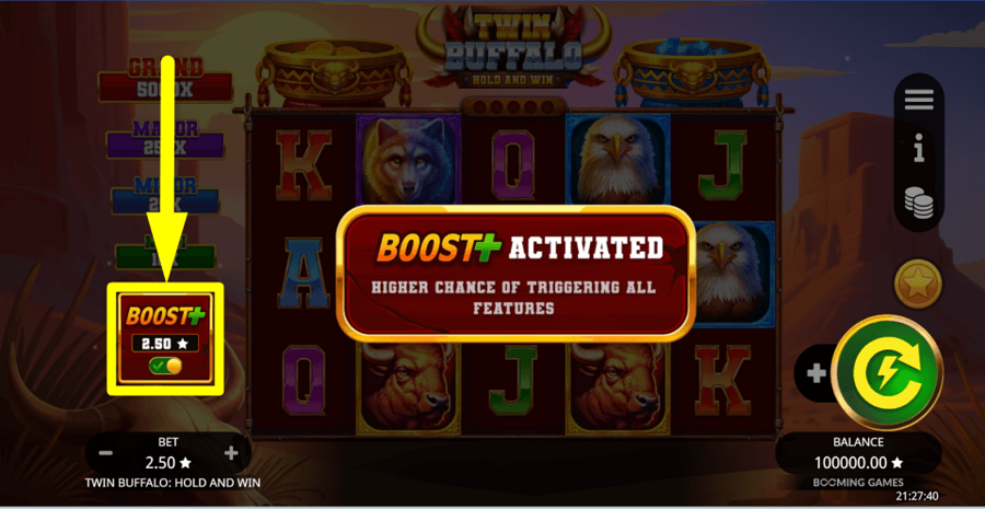 Twin Buffalo Hold And Win Boost Plus Feature