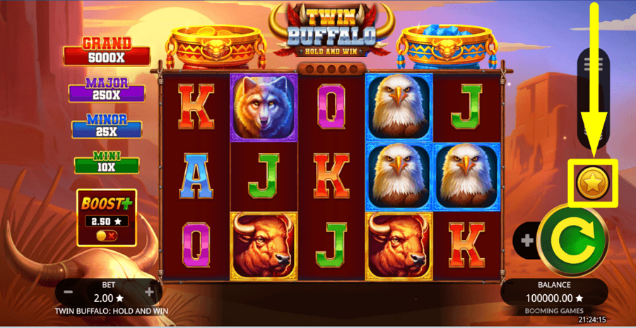 Twin Buffalo Hold And Win Buy Feature