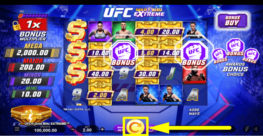 Ufc Gold Blitz Extreme Spin Button