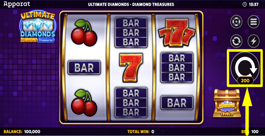 Ultimate Diamonds Diamond Treasures Spin Button