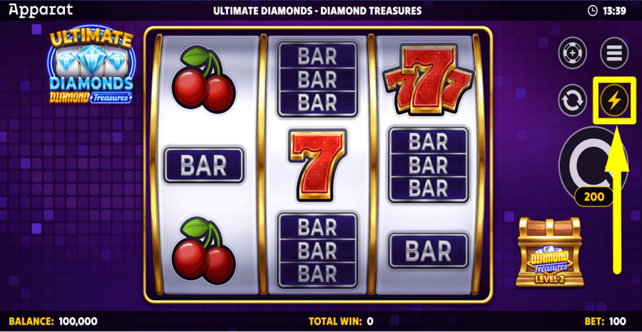 Ultimate Diamonds Diamond Treasures Turbo Feature