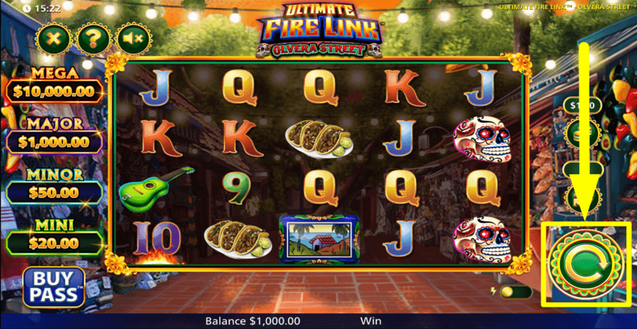 Ultimate Fire Link Olvera Street Spin Button