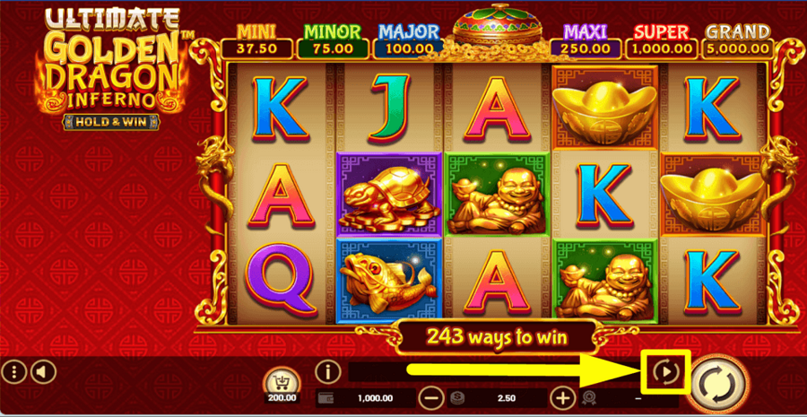 Ultimate Golden Dragon Inferno Hold And Win Autoplay Feature