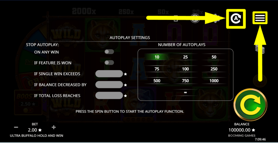 Ultra Buffalo Hold And Win Autoplay Feature