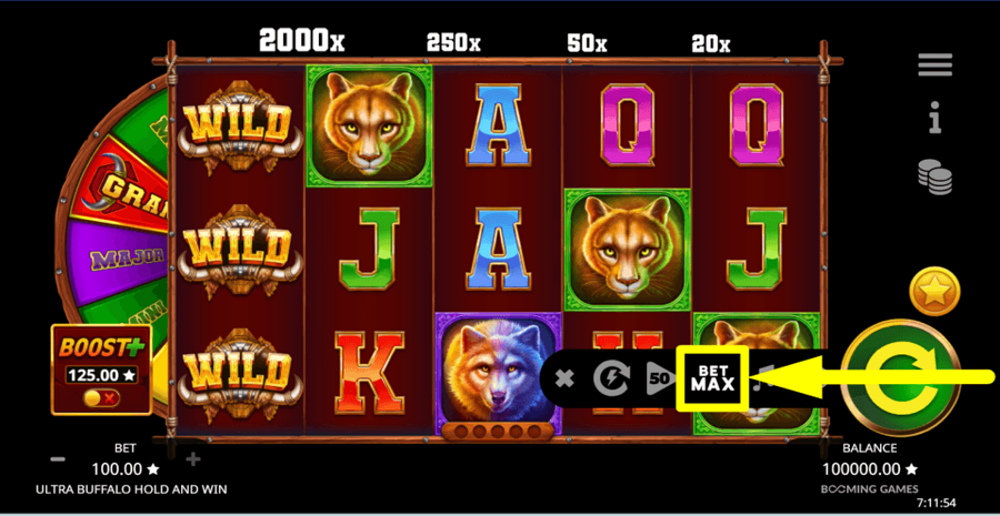 Ultra Buffalo Hold And Win Max Bet Button
