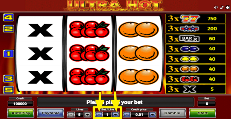 Ultra Hot Adjust Bet Per Line
