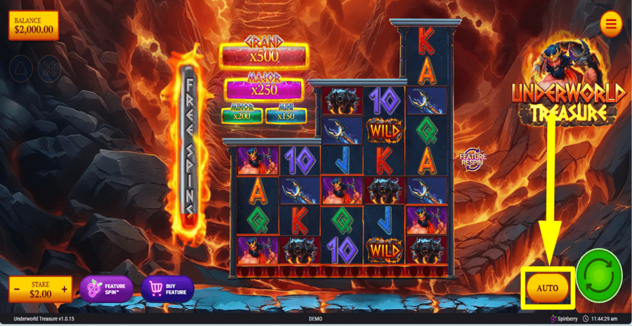 Underworld Treasure Autoplay Feature