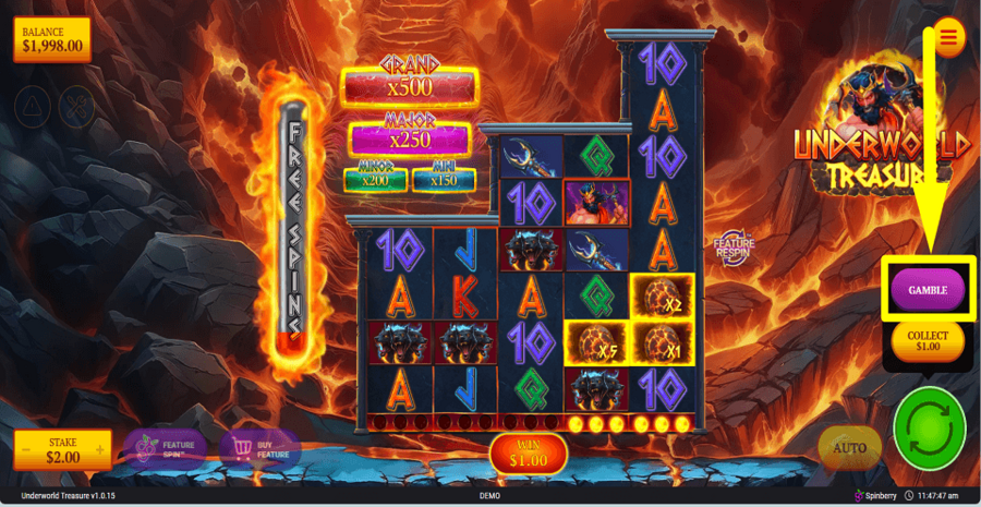 Underworld Treasure Gamble Feature
