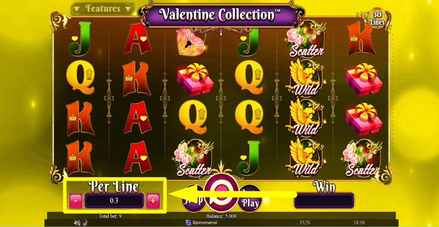 Valentine Collection 30 Lines Bet Value