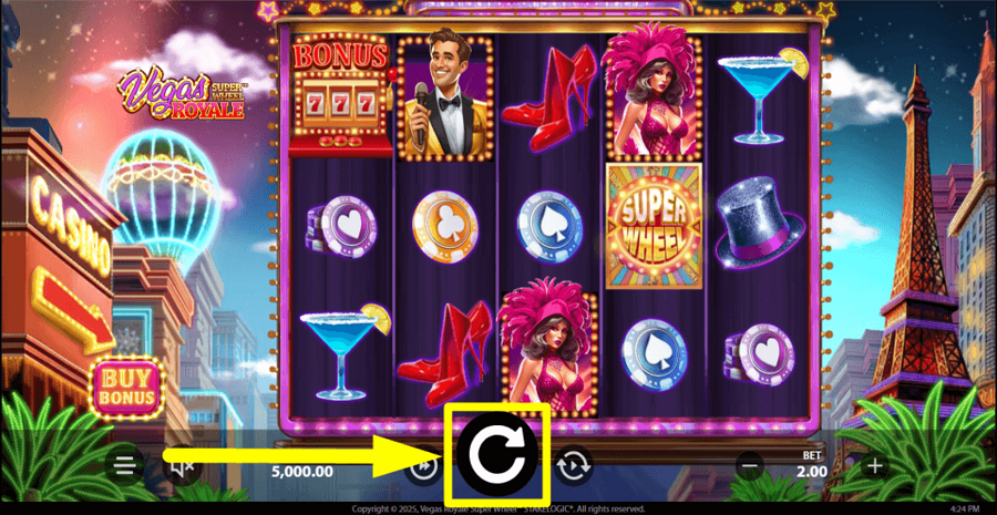 Vegas Royale Super Wheel Spin Button