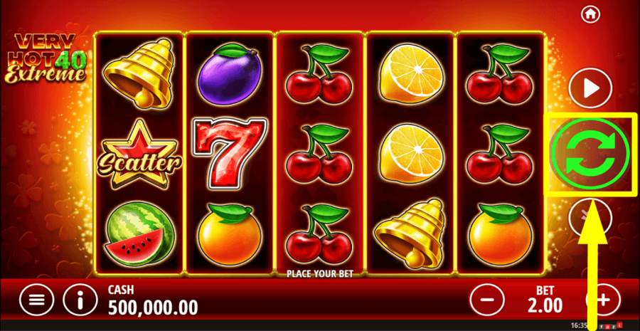 Very Hot 40 Extreme Spin Button