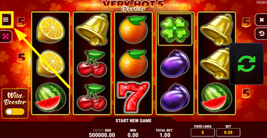 Very Hot 5 Booster Adjust bet1