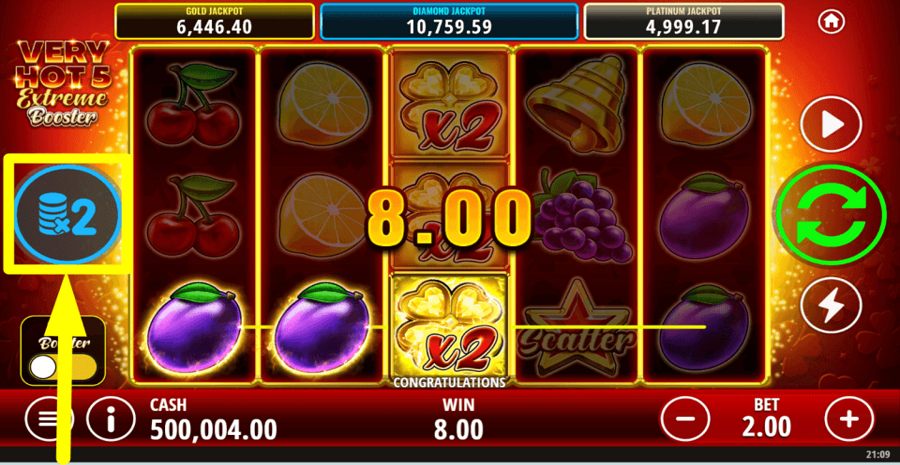 Very Hot 5 Extreme Booster Gamble Feature