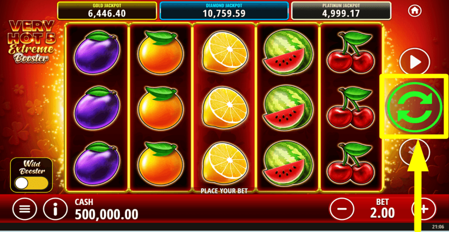 Very Hot 5 Extreme Booster Spin Button