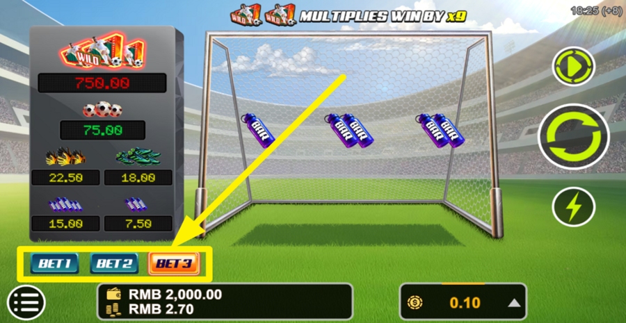 Victory Kick Adjust Bet Level