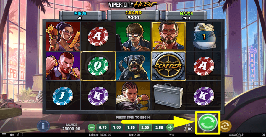 Viper City Heist Spin Button