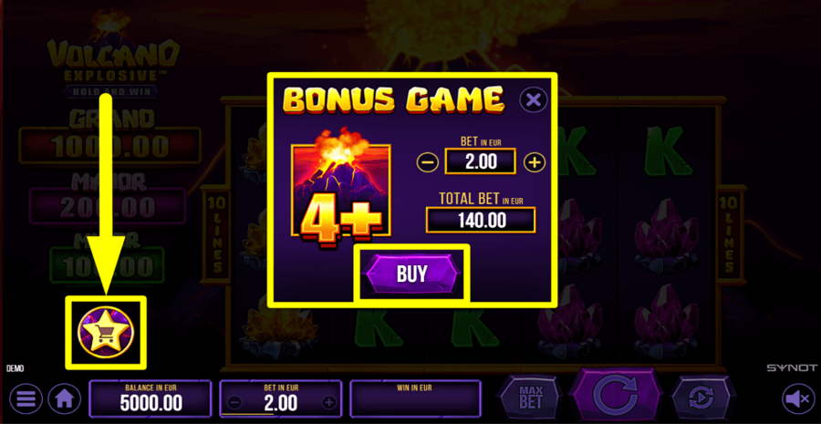 Volcano Explosive Buy Feature