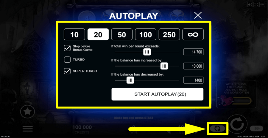 Voodoo Coins Autoplay Feature