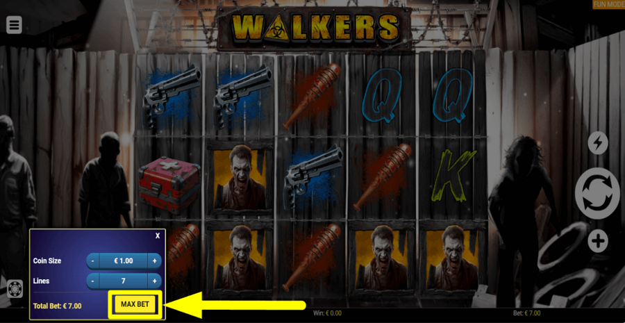 Walkers Max Bet Button