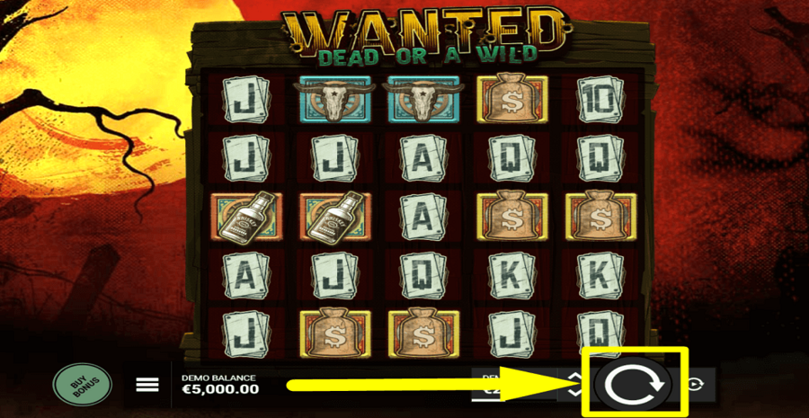 Wanted Dead Or A Wild Spin Button