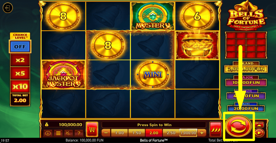 Wazdan Bells Of Fortune Spin Button
