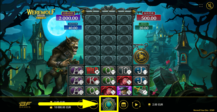 Werewolf Hour Dice Spin Button