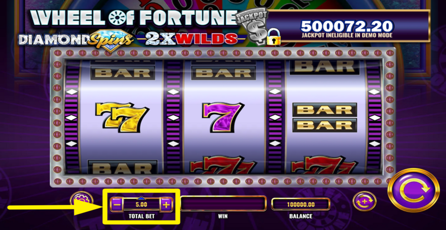Wheel Of Fortune Diamond Spins 2x Wilds Adjust Bet