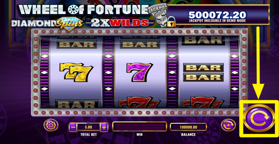 Wheel Of Fortune Diamond Spins 2x Wilds Spin Button
