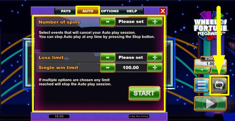 Wheel Of Fortune Megaways Autoplay Feature