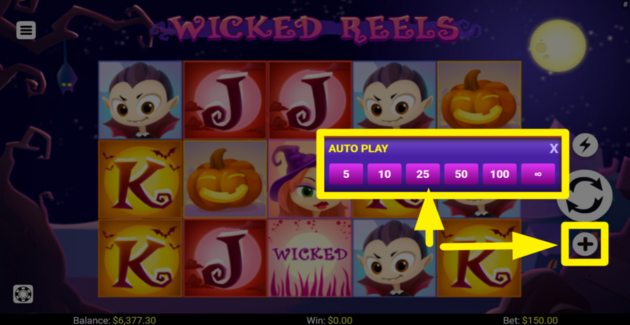 Wicked Reels Autospin Feature