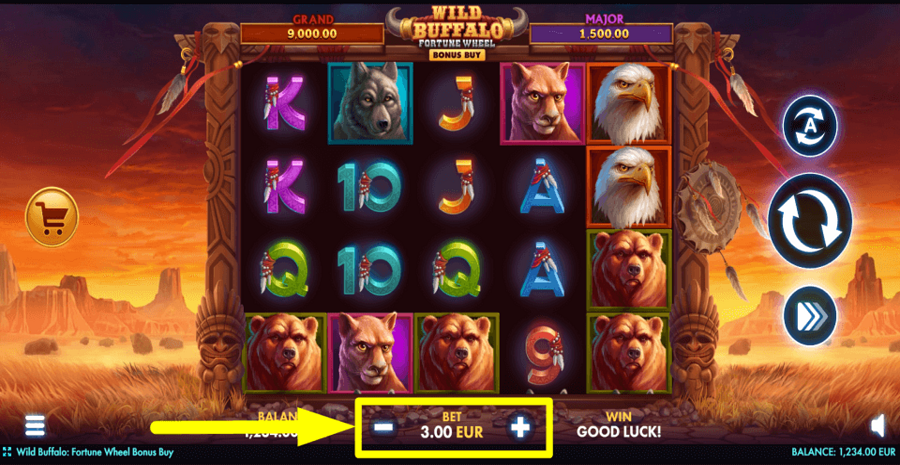 Wild Buffalo Fortune Wheel Bonus Buy Bet Value