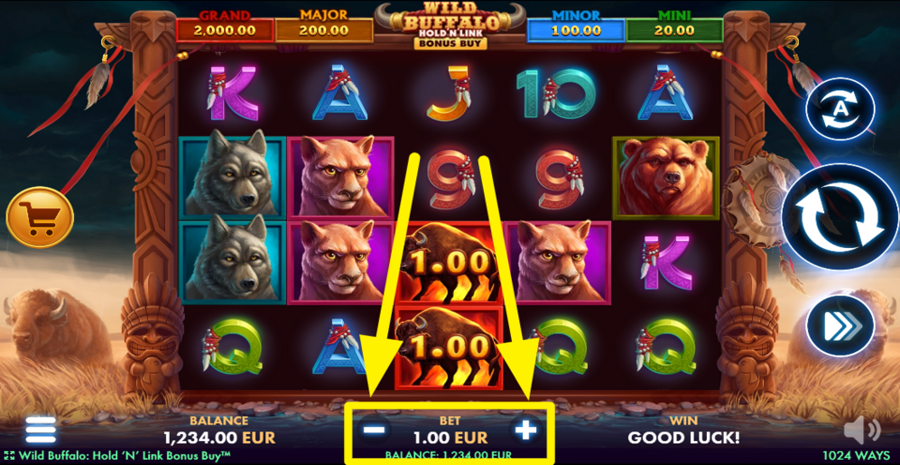 Wild Buffalo Hold N Link Bonus Buy Adjust Bet