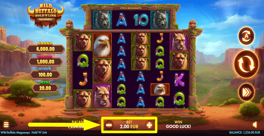 Wild Buffalo Megaways Hold N Link Bet Value