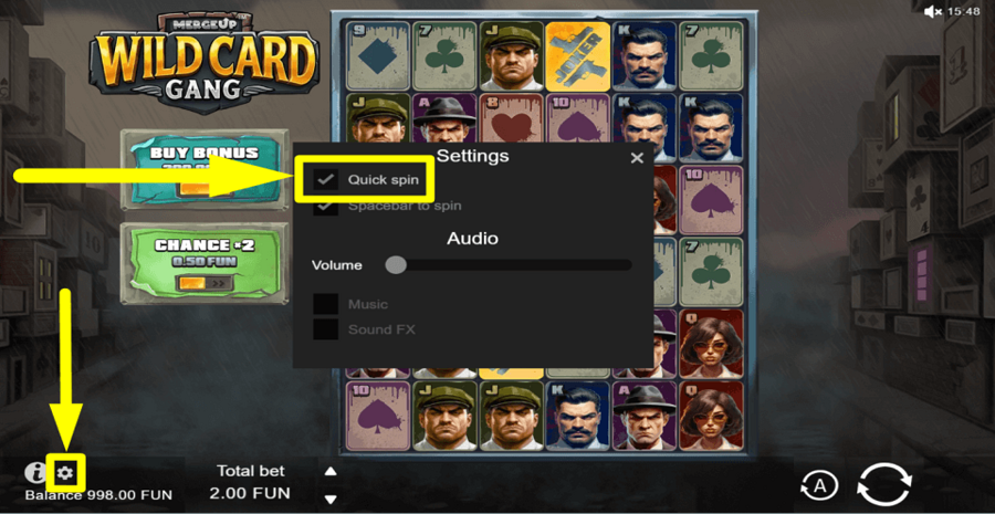 Wild Card Gang Quick Spin Feature
