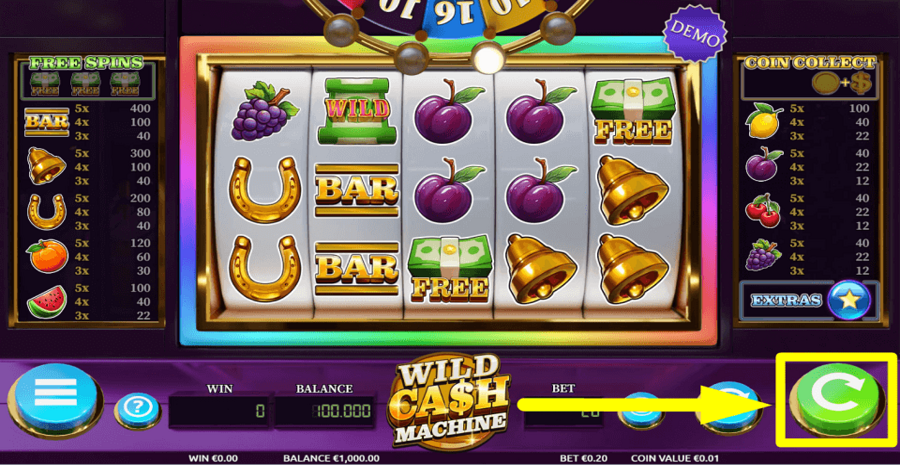 Wild Cash Machine Spin Button