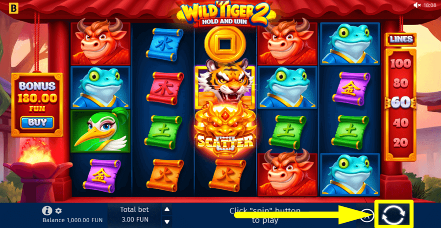 Wild Tiger 2 Spin Button