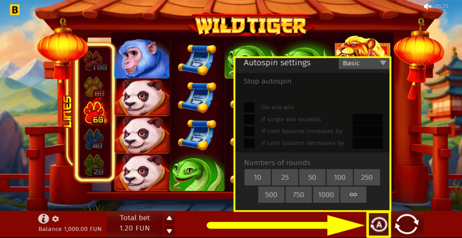 Wild Tiger Autoplay Feature