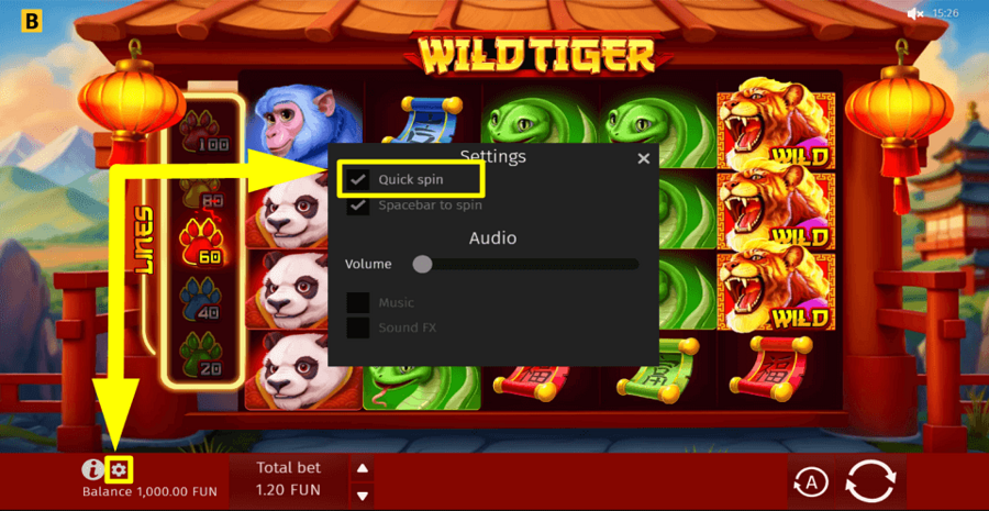 Wild Tiger Quick Spin Feature