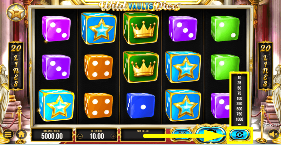 Wild Vaults Dice Autoplay Feature