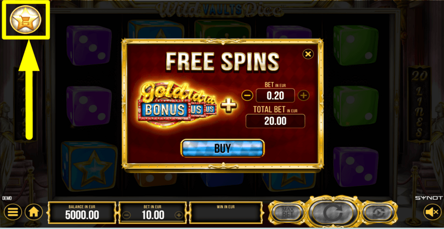 Wild Vaults Dice Buy Feature