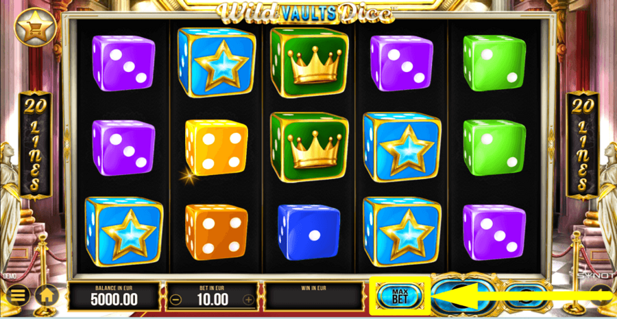 Wild Vaults Dice Max Bet Button