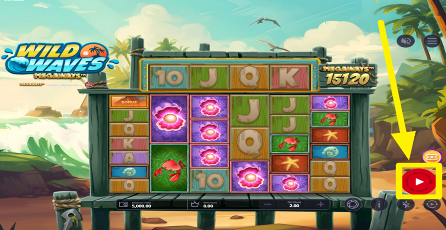 Wild Waves Megaways Spin Button