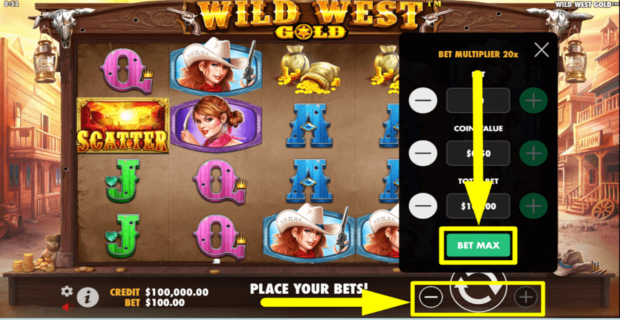 Wild West Gold Bet Max Button
