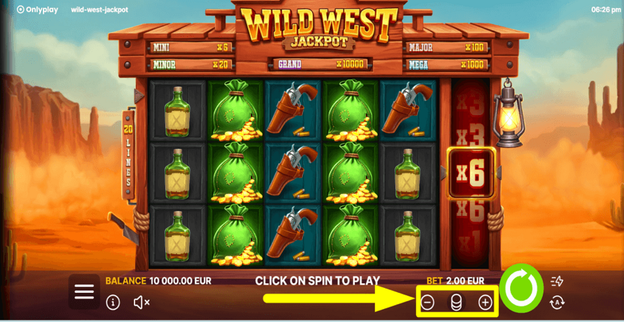 Wild West Jackpot Bet Value