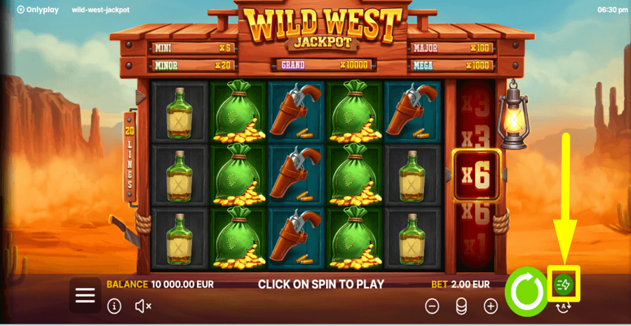 Wild West Jackpot Turbo Feature