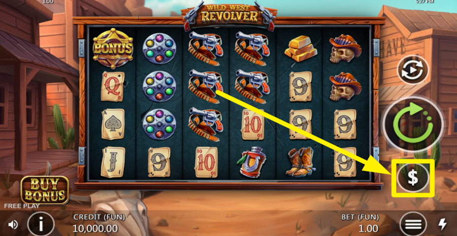 Wild West Revolver Adjust Bet