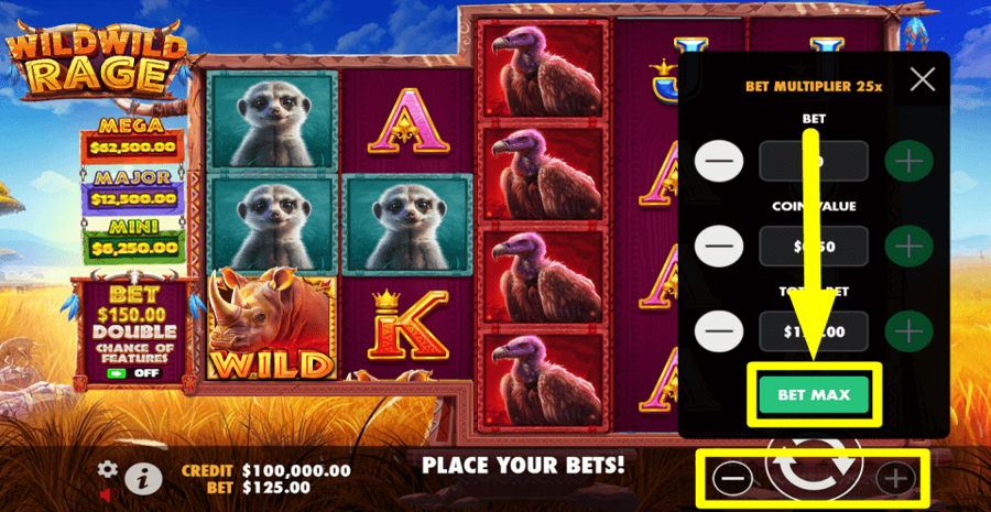 Wild Wild Rage Bet Max Button