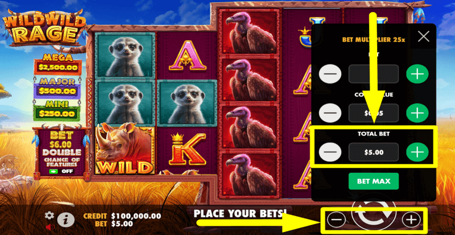 Wild Wild Rage Total Bet Value
