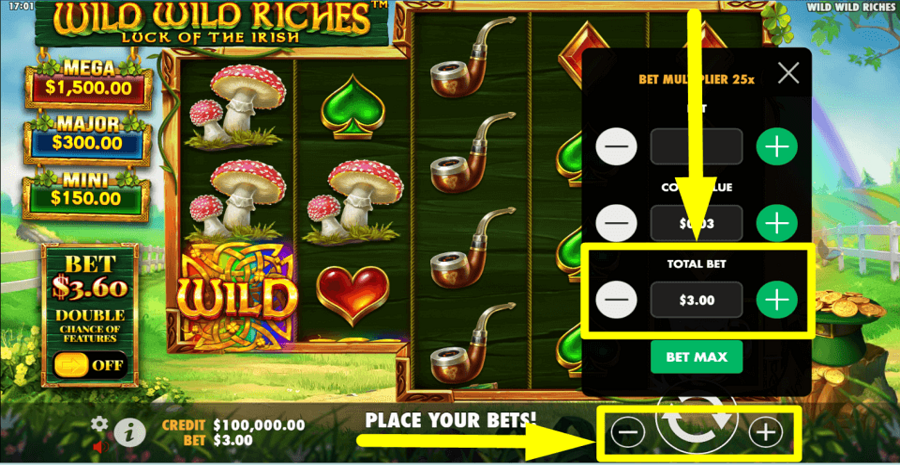 Wild Wild Riches Total Bet Value